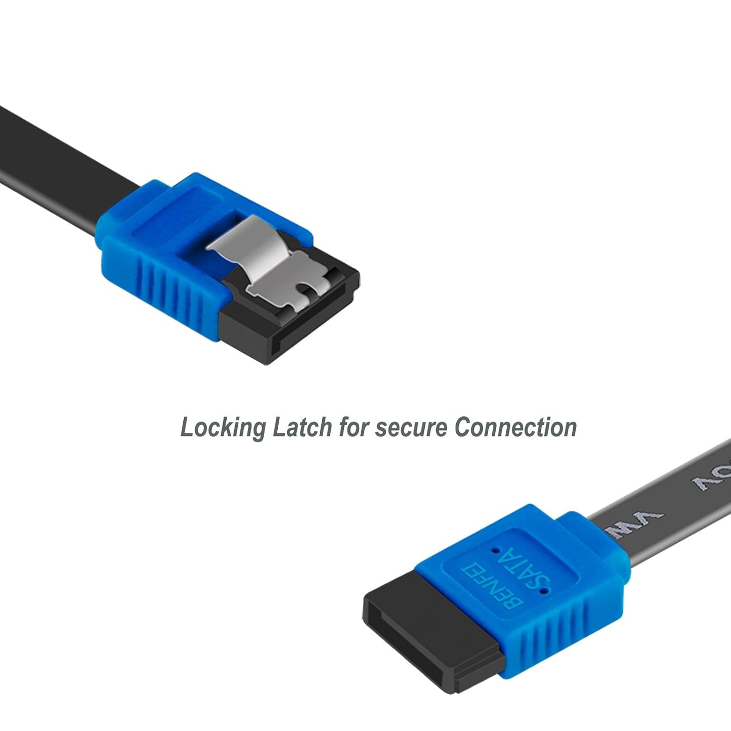 SATA Cable III, 3 Pack SATA Cable III 6Gbps Straight HDD SDD Data Cable with Locking Latch 18 Inch Compatible for SATA HDD, SSD, CD Driver, CD Writer